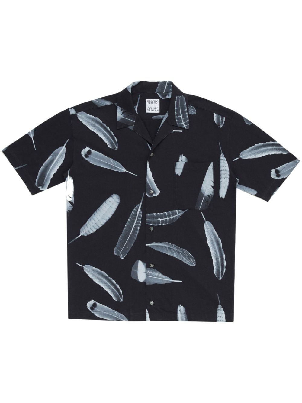 Marcelo Burlon County of Milan Wind Feathers-print cotton shirt - Black