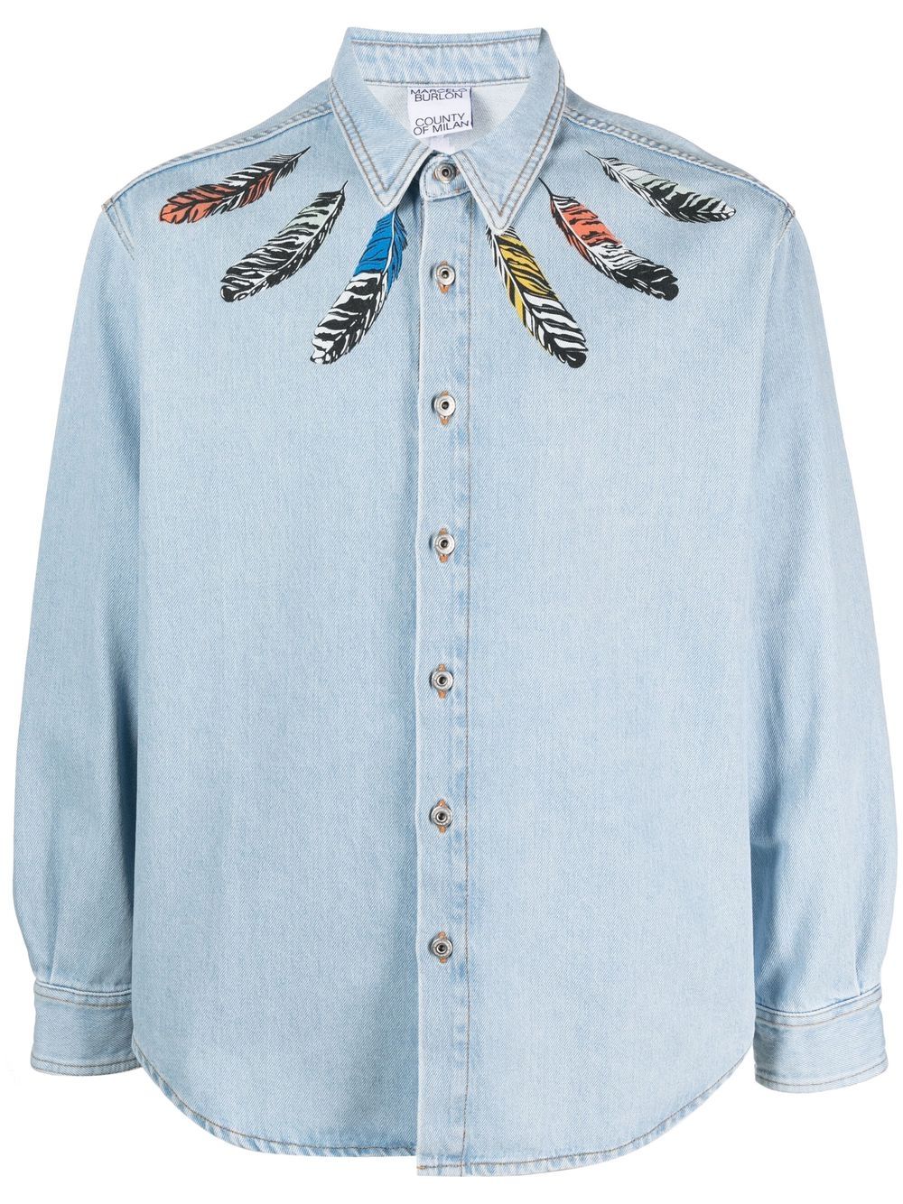 Marcelo Burlon County of Milan graphic-print denim shirt - Blue von Marcelo Burlon County of Milan