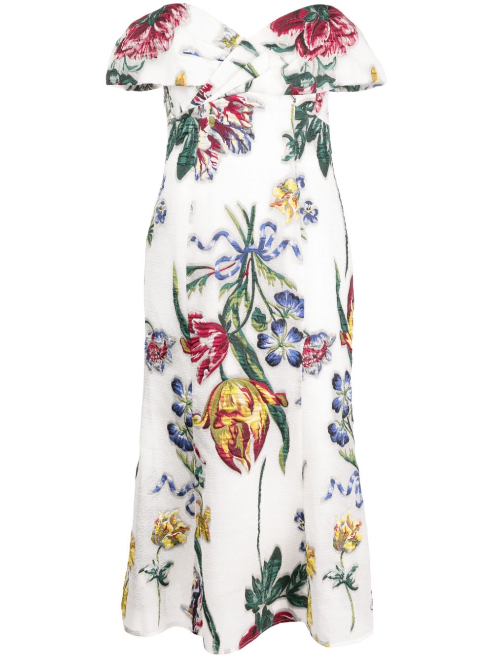 Marchesa Notte Alexander floral-print midi dress - White von Marchesa Notte