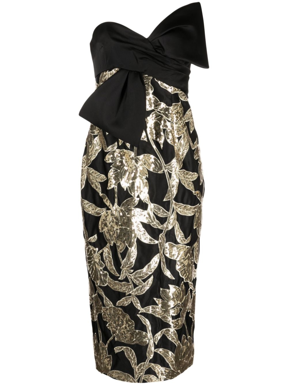 Marchesa Notte Lotus sequin-embellished midi dress - Black von Marchesa Notte