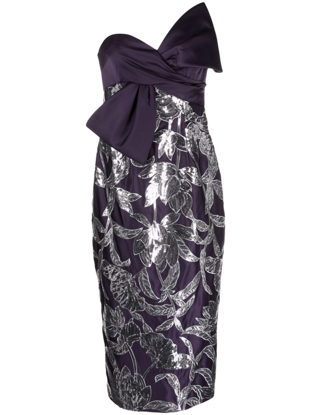 Marchesa Notte Lotus sequin-embellished midi dress - Purple von Marchesa Notte