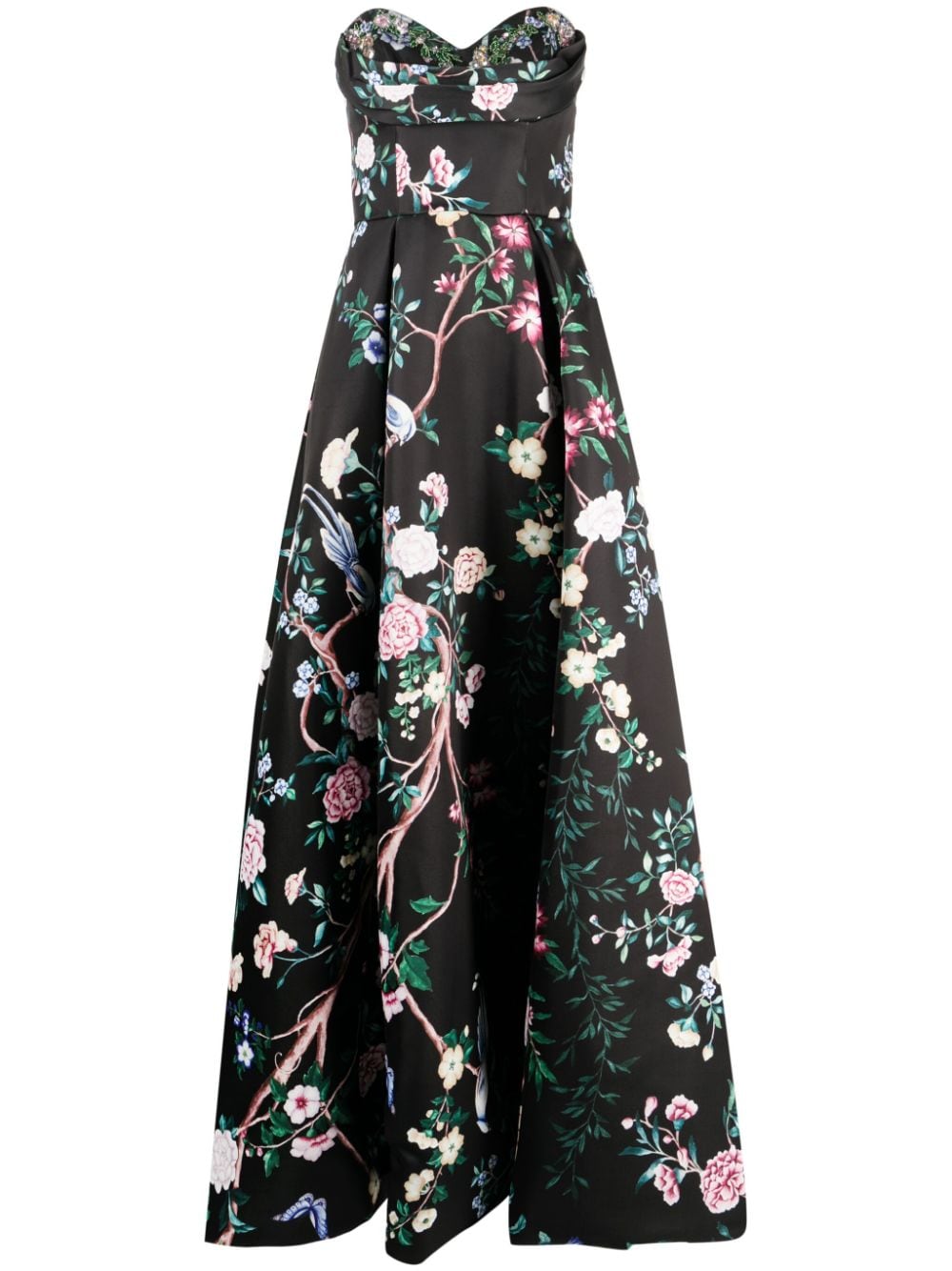 Marchesa Notte Paradise floral-motif gown - Black von Marchesa Notte