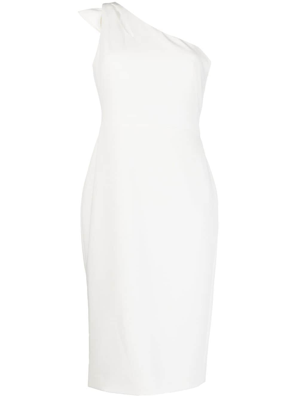 Marchesa Notte bow-detail one-shoulder midi dress - White von Marchesa Notte