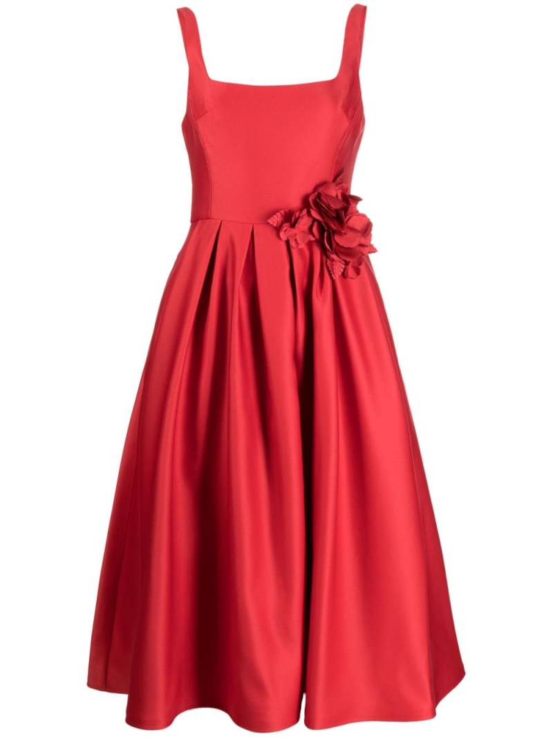 Marchesa Notte floral-appliqué duchess midi dress - Red von Marchesa Notte