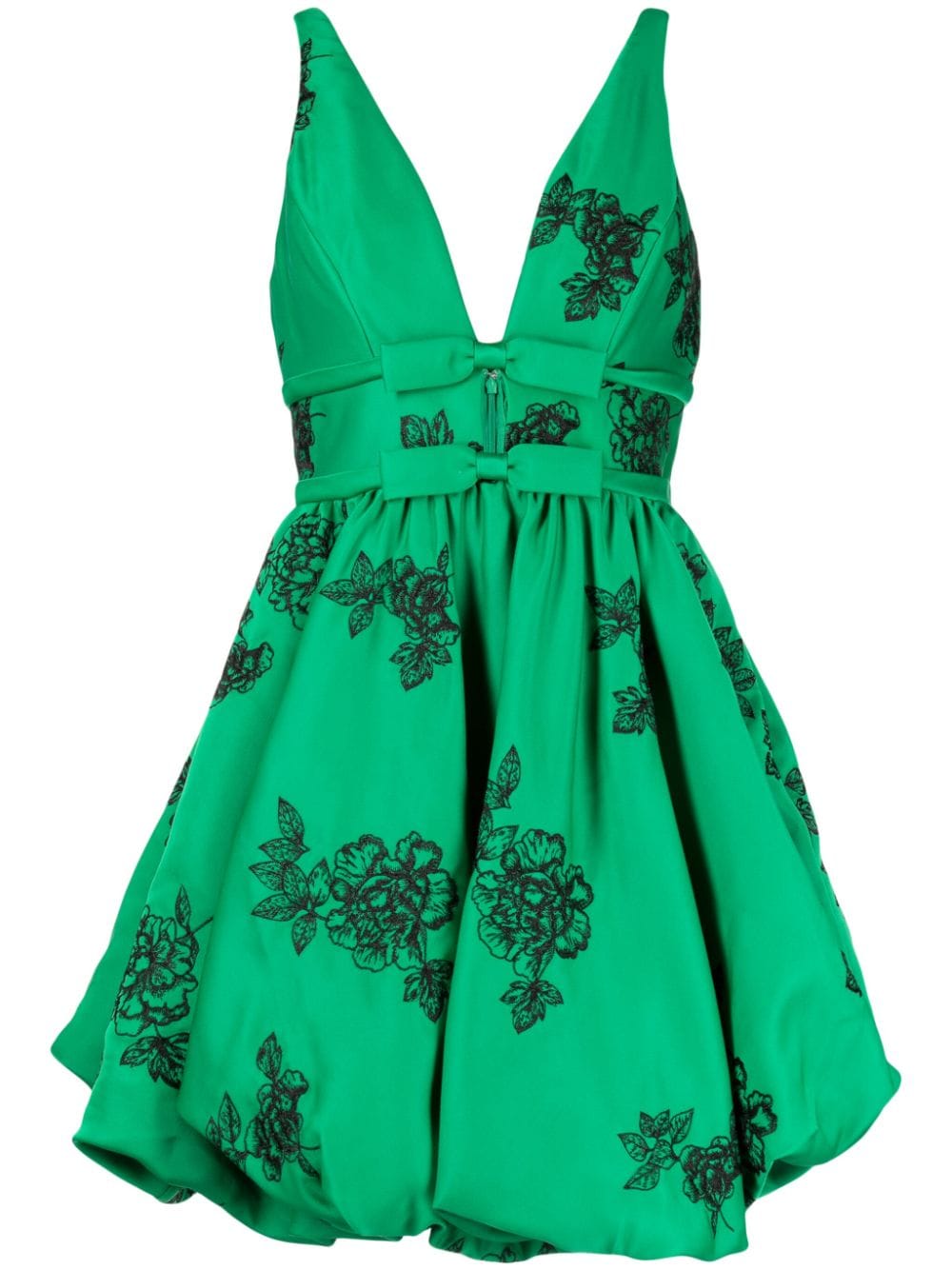 Marchesa Notte floral-embroidery V-neck minidress - Green von Marchesa Notte