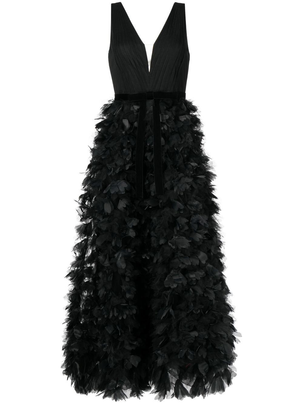 Marchesa Notte plunging ruffled gown - Black von Marchesa Notte