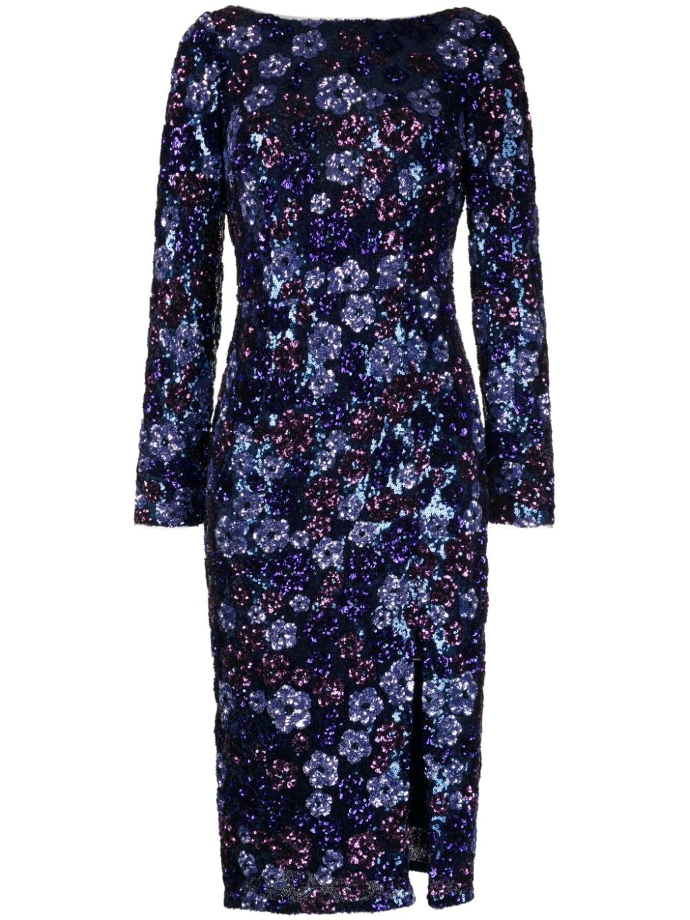 Marchesa Notte sequinned floral-embroidered midi dress - Blue von Marchesa Notte