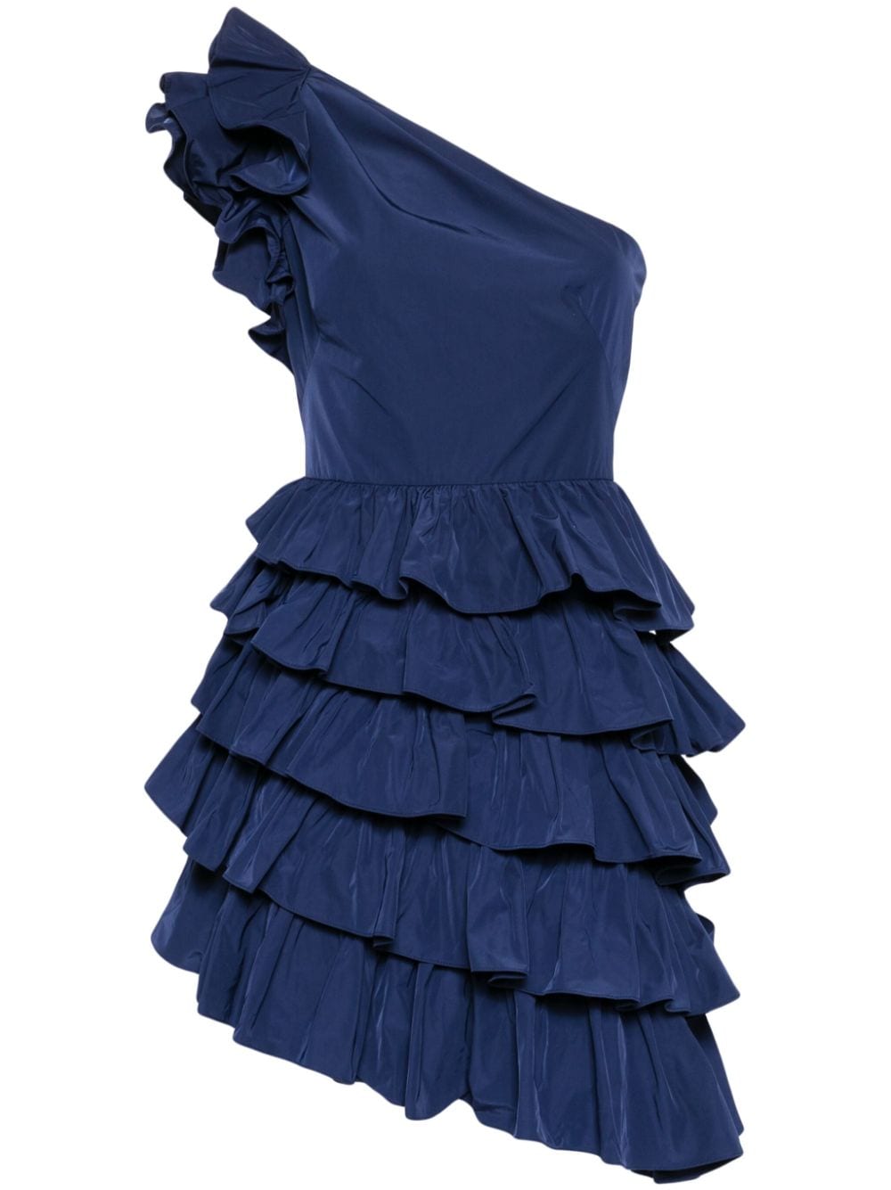 Marchesa Notte taffeta one-shoulder tiered mini dress - Blue von Marchesa Notte
