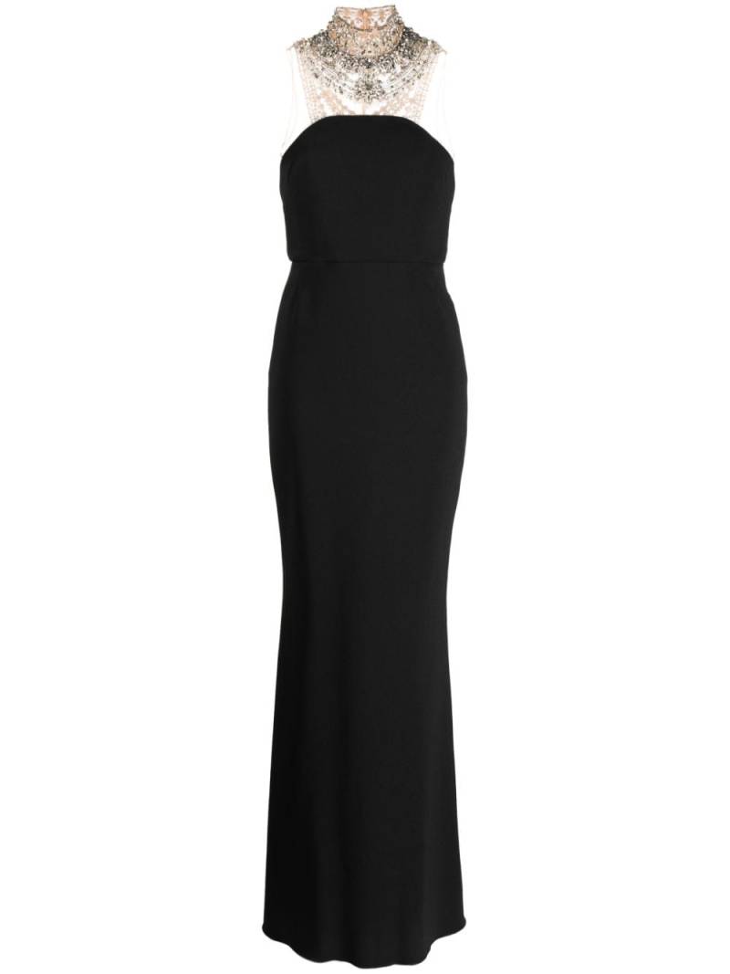 Marchesa crystal-embellished sleeveless crepe gown - Black von Marchesa