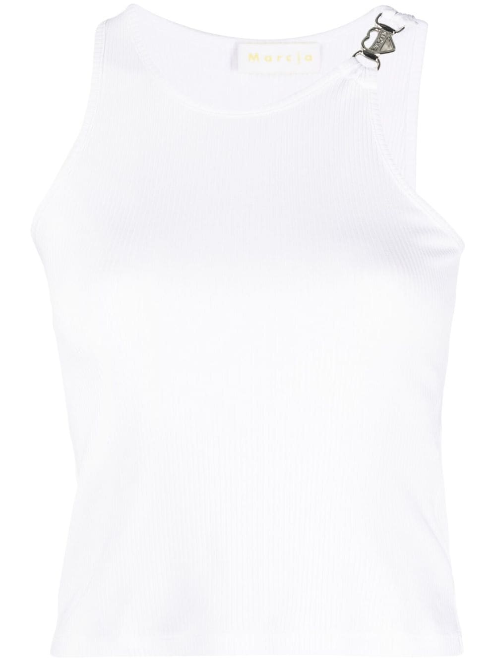 Marcia logo-plaque ribbed tank top - White von Marcia