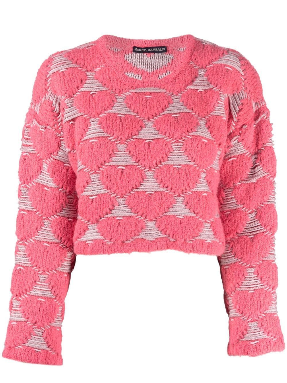 Marco Rambaldi heart-embroidery knit sweater - Pink von Marco Rambaldi