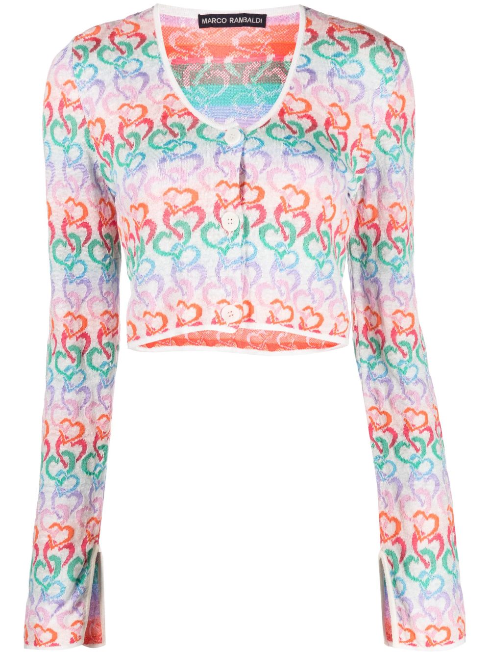 Marco Rambaldi hearts-pattern cropped cardigan - White von Marco Rambaldi