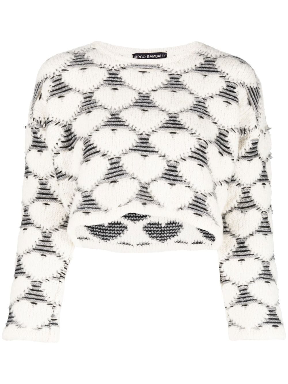 Marco Rambaldi jacquard-knit heart cropped jumper - White von Marco Rambaldi