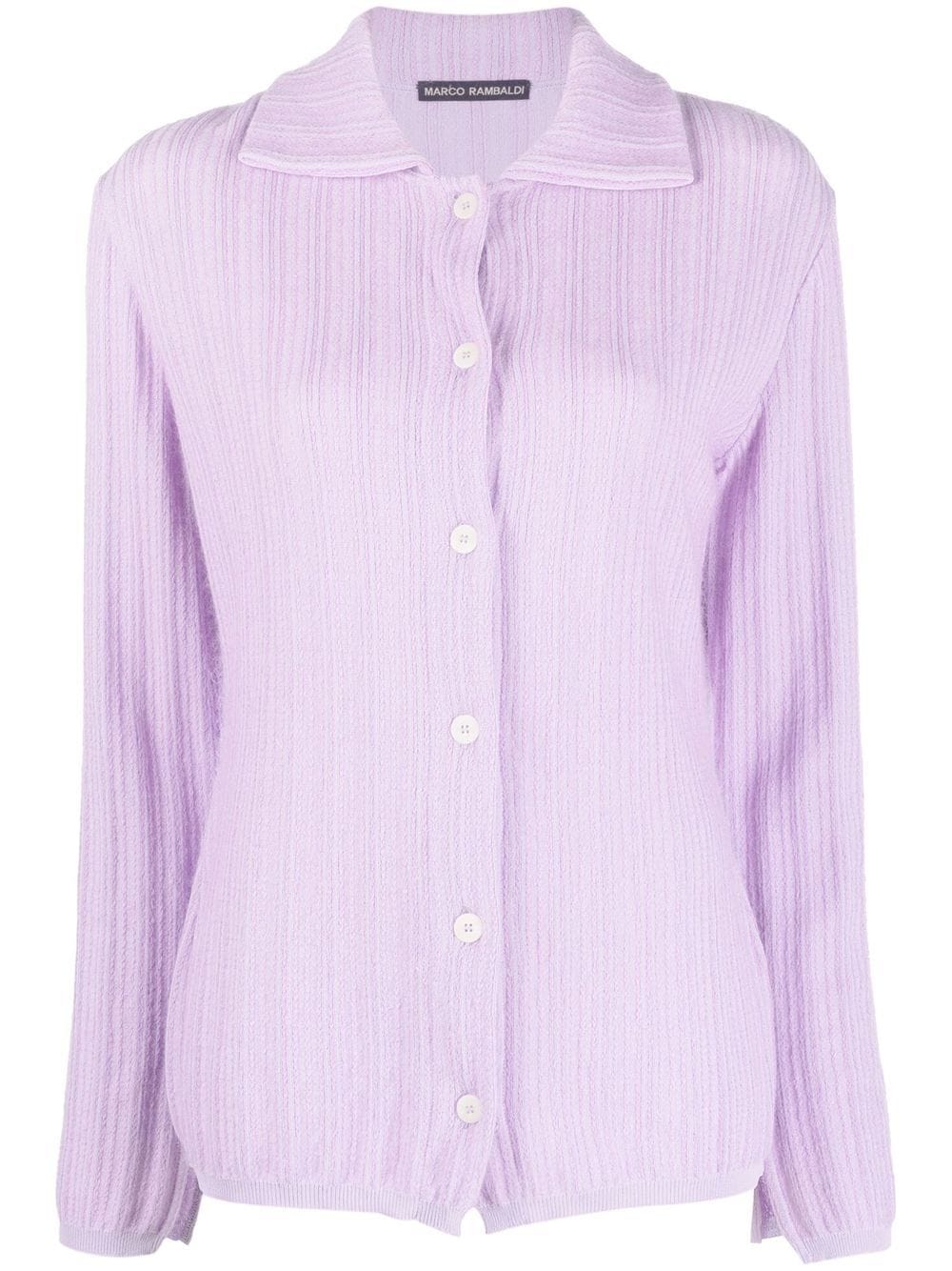 Marco Rambaldi rib-knit spread-collar shirt - Purple von Marco Rambaldi