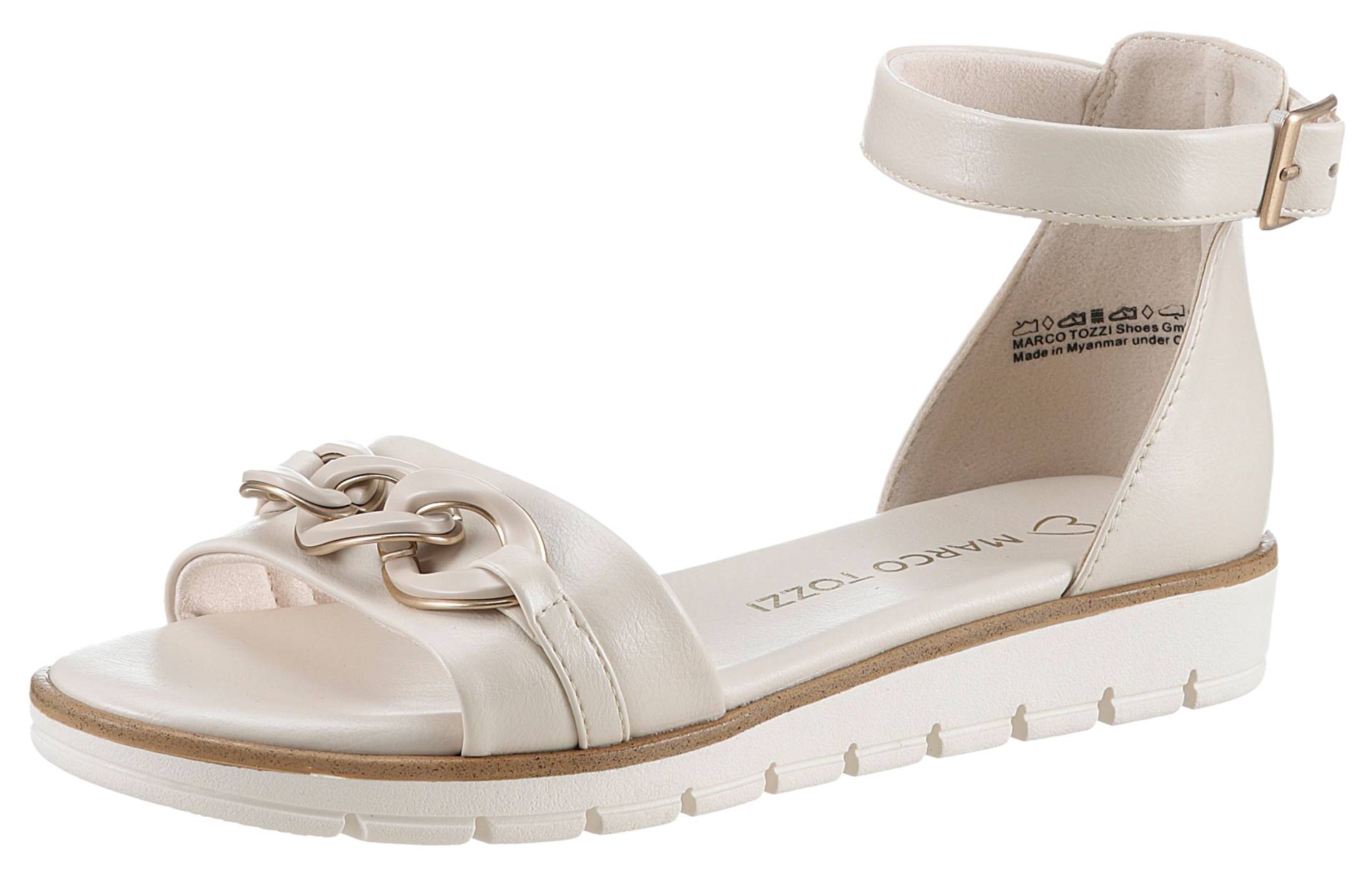 MARCO TOZZI Riemchensandale, Keilabsatz, Sommerschuh, Sandalette, mit Zierkette Ton in Ton MARCO TOZZI Riemchensandale, Keilabsatz, Sommerschuh, Sandalette, mit Zierkette Ton in Ton von Marco Tozzi