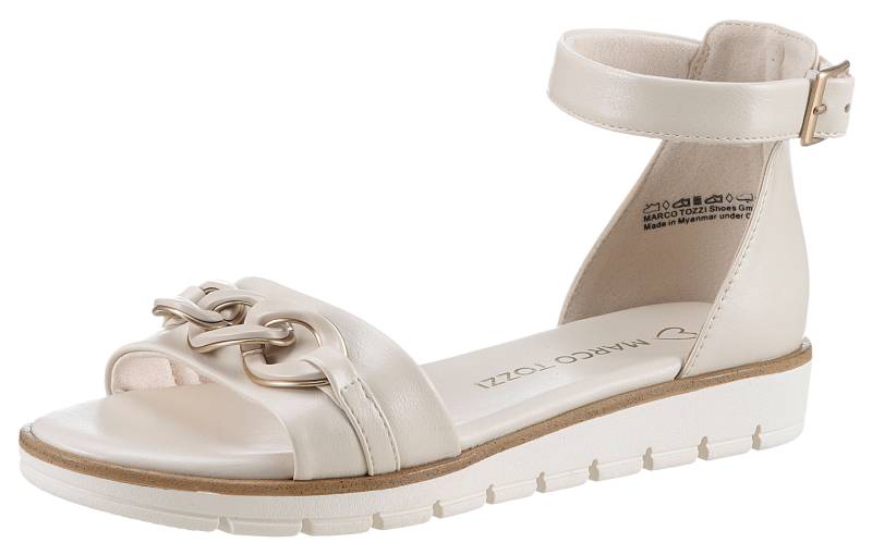 MARCO TOZZI Riemchensandale, Keilabsatz, Sommerschuh, Sandalette, mit Zierkette Ton in Ton von Marco Tozzi