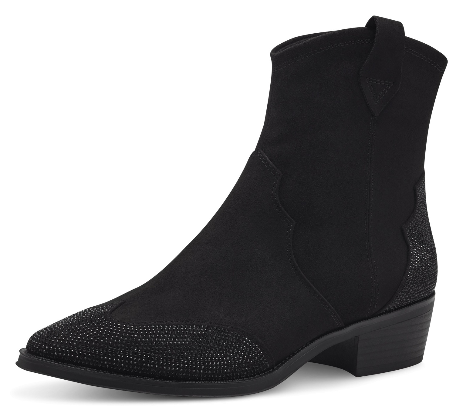 MARCO TOZZI Westernstiefelette, Blockabsatz, Cowboy Stiefelette, Boots, funkelnde Glitzersteinchen von Marco Tozzi