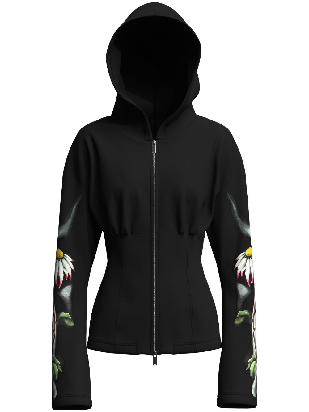 Margherita MACCAPANI floral-print zip-up hoodie - Black von Margherita MACCAPANI