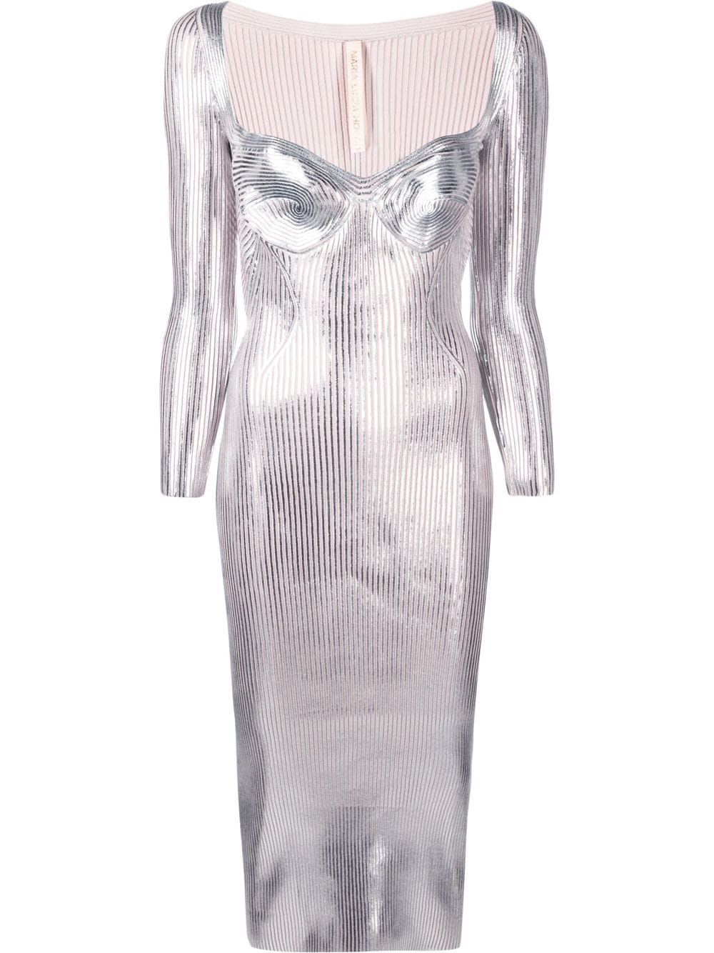 Maria Lucia Hohan Helen metallic sweetheart-neck dress - Grey von Maria Lucia Hohan