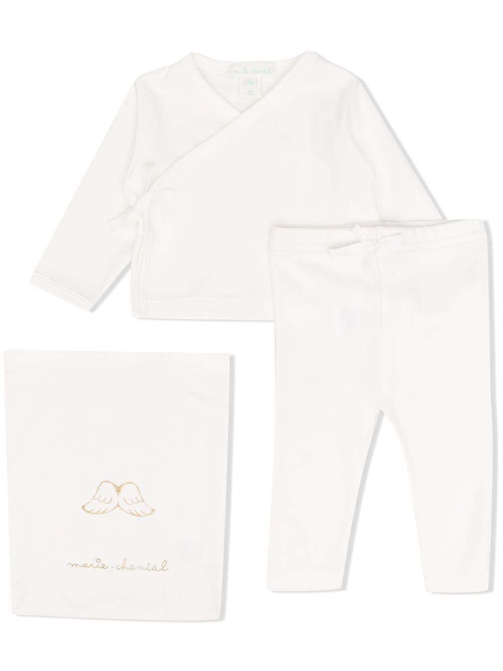 Marie-Chantal V-neck cotton two-piece set - White von Marie-Chantal