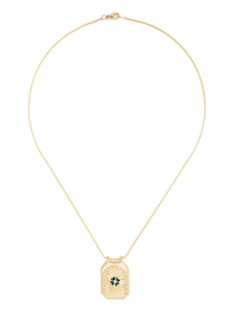 Marie Lichtenberg 18kt yellow gold Clover Scapular diamond necklace von Marie Lichtenberg