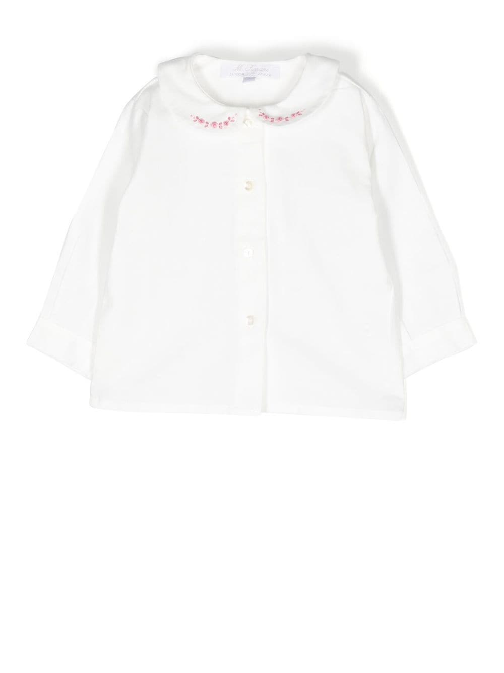 Mariella Ferrari floral-embroidered bib-collar shirt - White von Mariella Ferrari