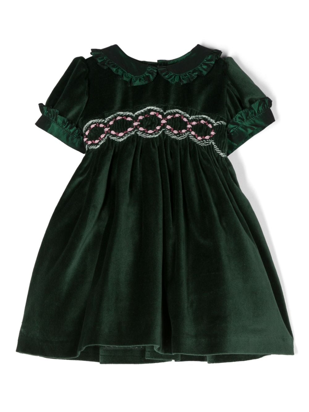 Mariella Ferrari ruffled-detail velvet cotton dress - Green von Mariella Ferrari