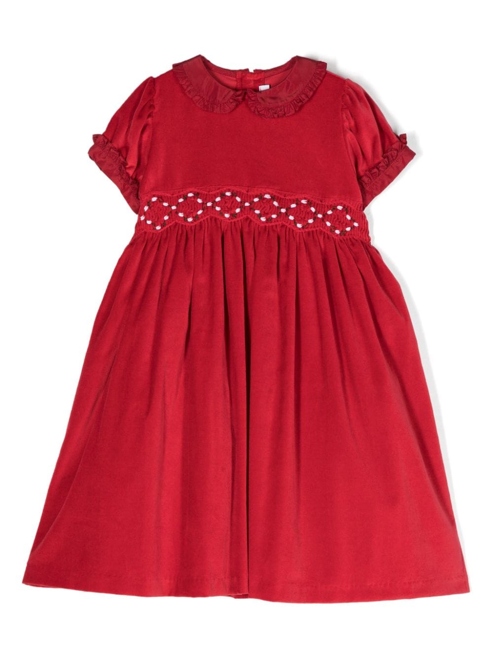 Mariella Ferrari ruffled-detail velvet cotton dress - Red von Mariella Ferrari