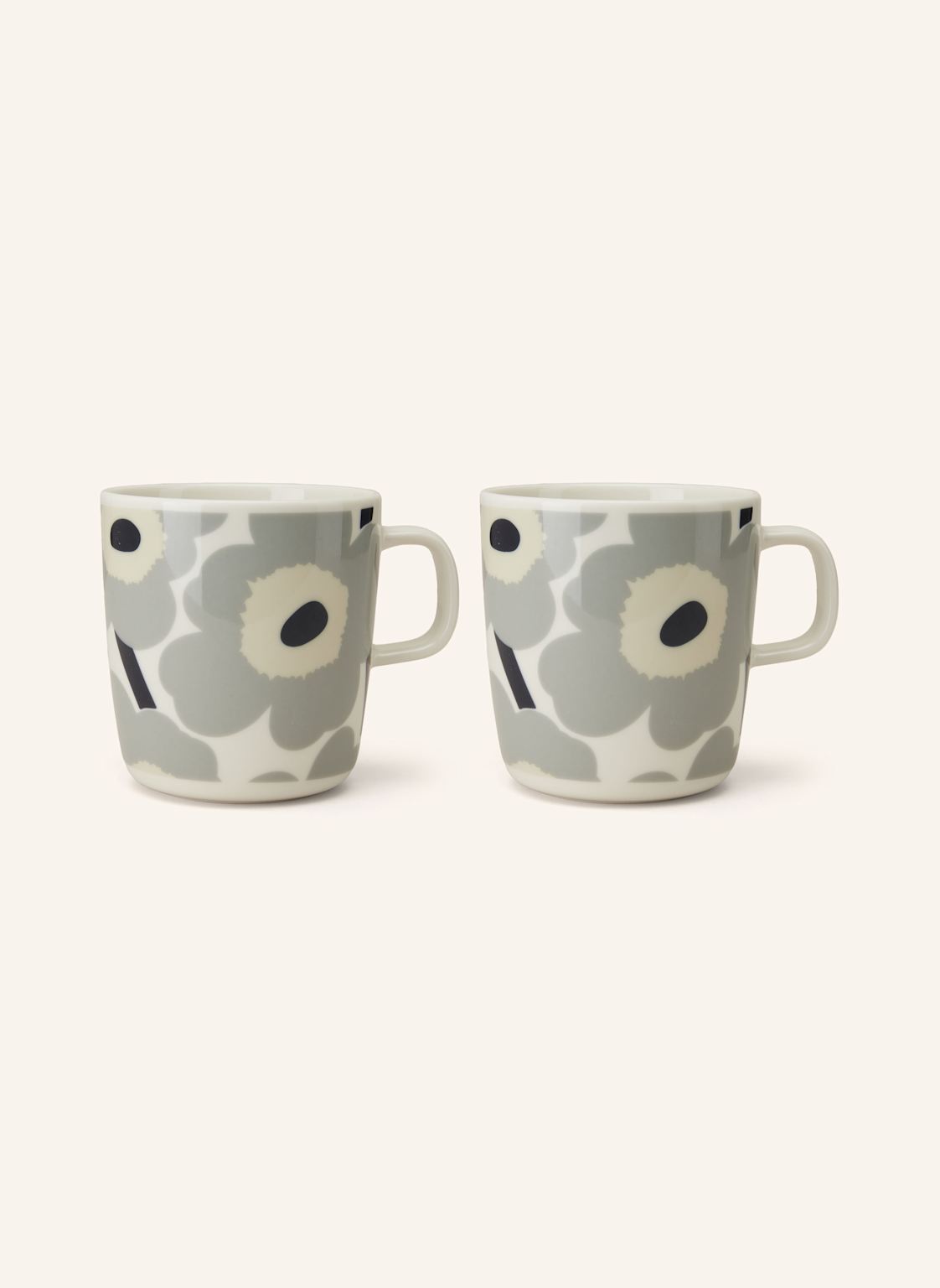 Marimekko 2er-Set Henkelbecher Oiva/Unikko grau Marimekko 2er-Set Henkelbecher Oiva/Unikko grau von Marimekko