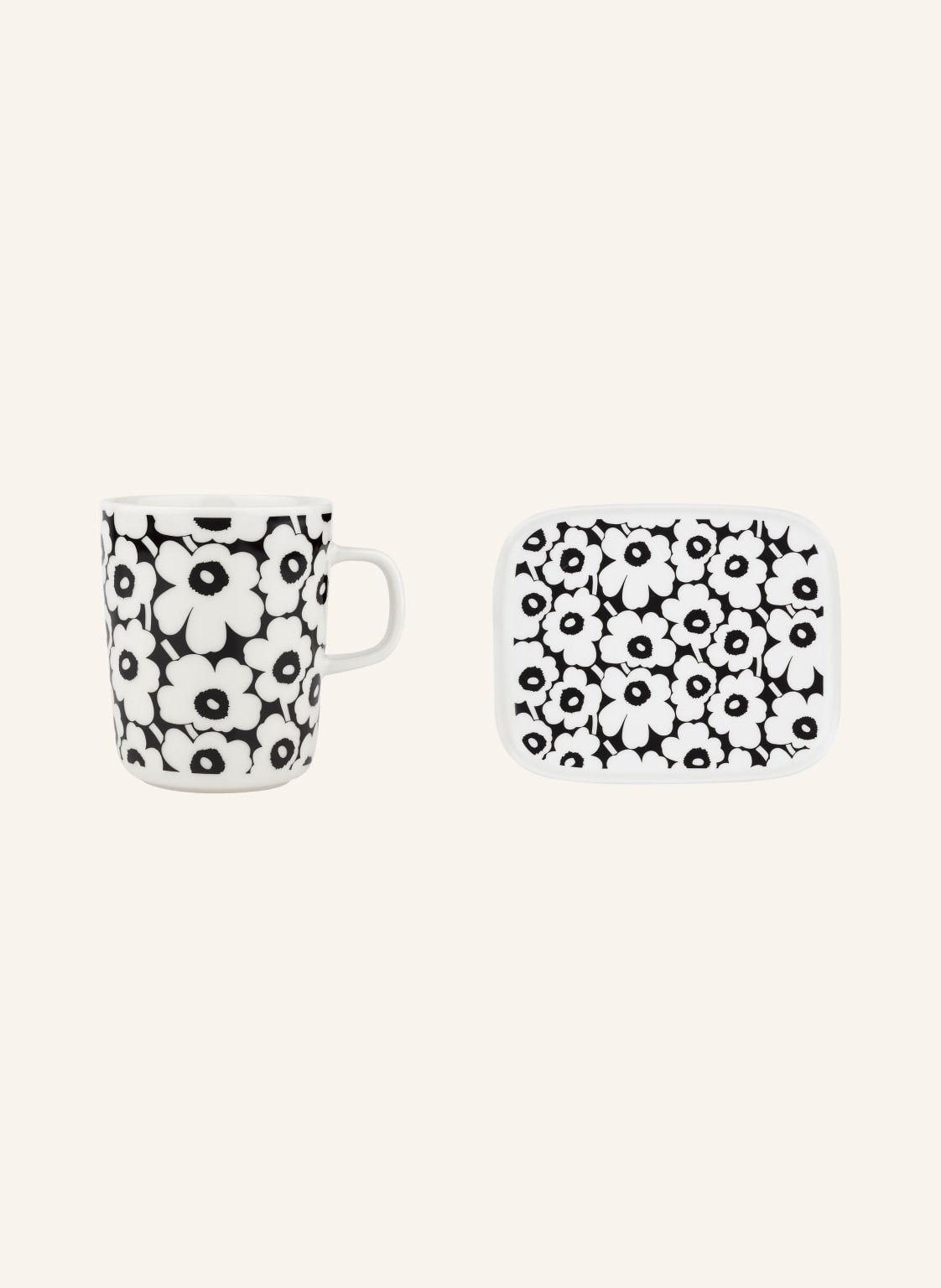 Marimekko Set Pikkuinen Unikko: Tasse Und Teller schwarz Marimekko Set Pikkuinen Unikko: Tasse Und Teller schwarz von Marimekko