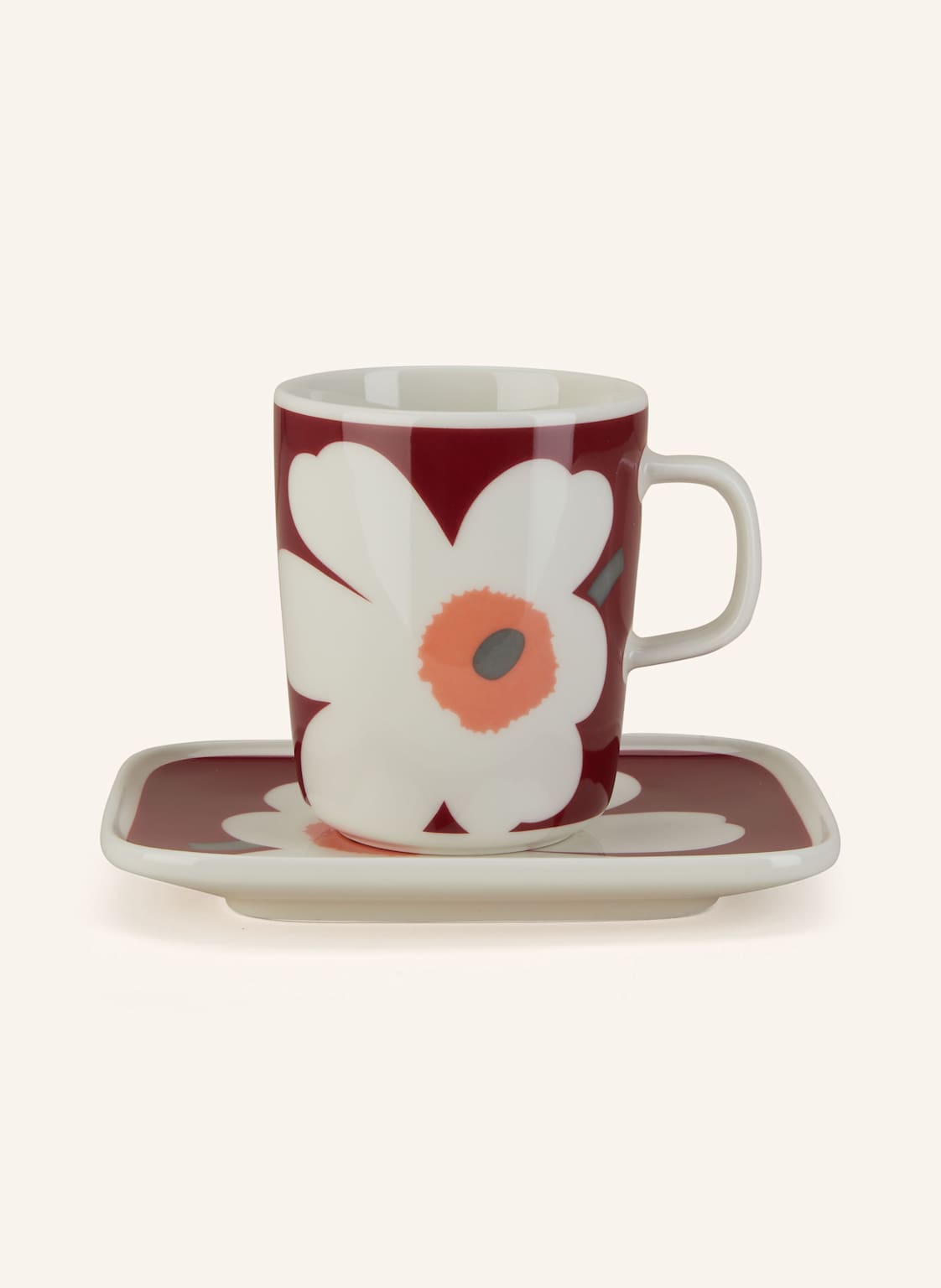 Marimekko Set Unikko Anniversary: Tasse Und Teller rot Marimekko Set Unikko Anniversary: Tasse Und Teller rot von Marimekko