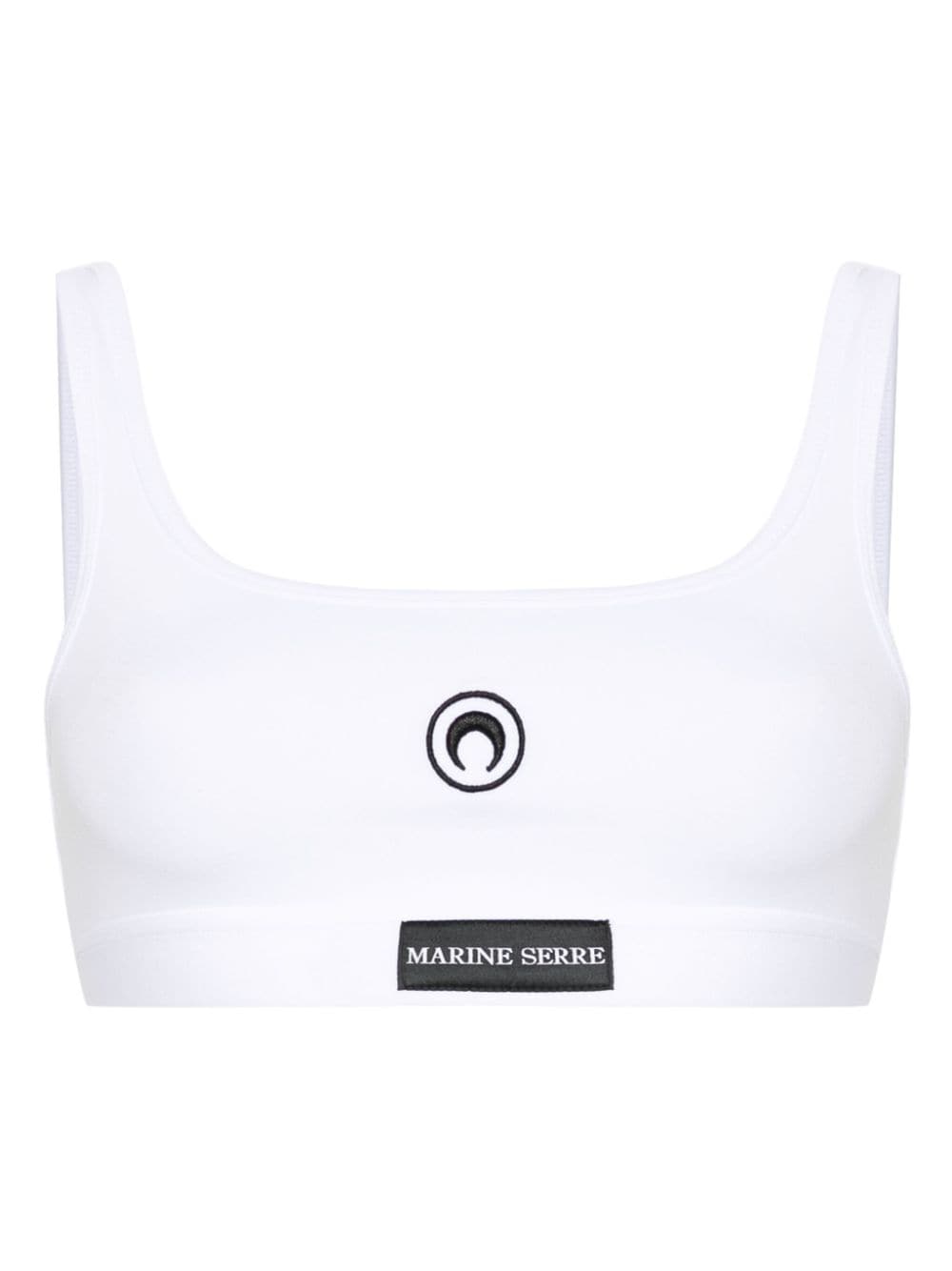 Marine Serre Crescent Moon-embroidered bra - White von Marine Serre