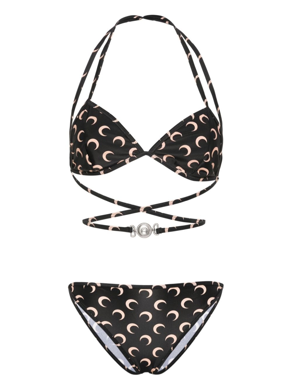 Marine Serre Crescent-Moon-print bikini - Black von Marine Serre