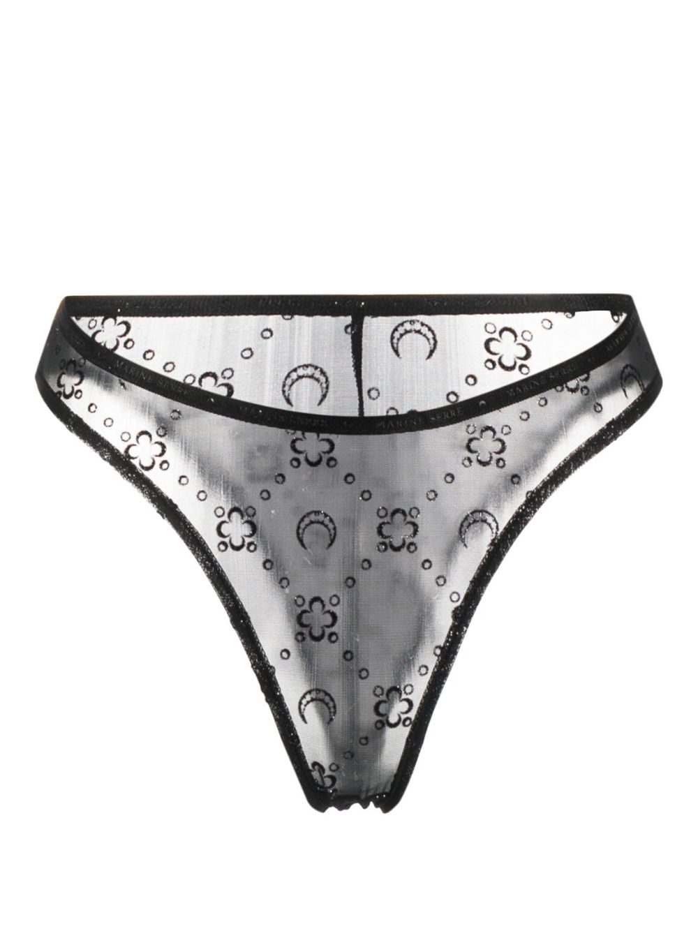 Marine Serre Crescent-moon flocked mesh briefs - Black von Marine Serre