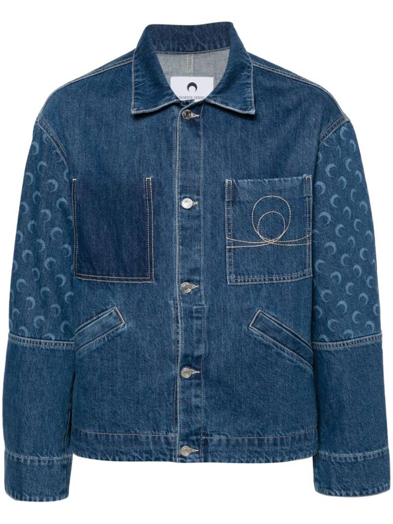 Marine Serre Deadstock Moon-print denim jacket - Blue von Marine Serre