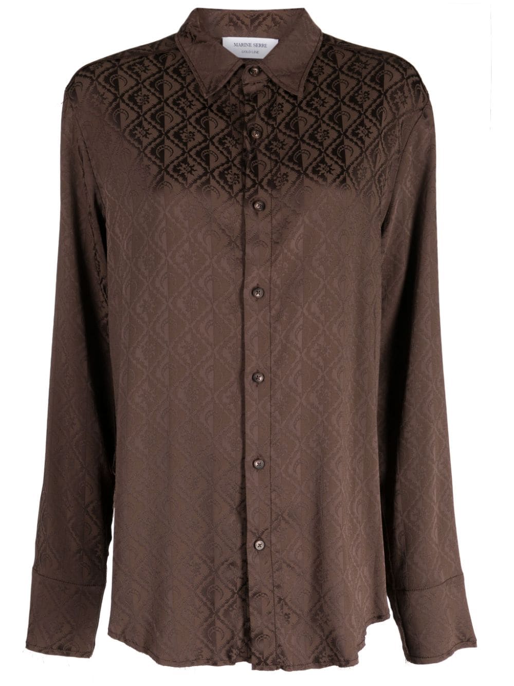 Marine Serre Moon Diamant-jacquard satin shirt - Brown von Marine Serre