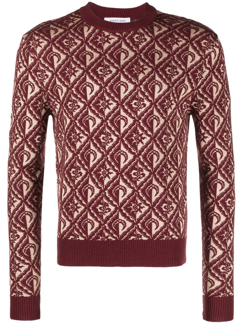 Marine Serre Moon Diamant jacquard wool-blend jumper - Red von Marine Serre