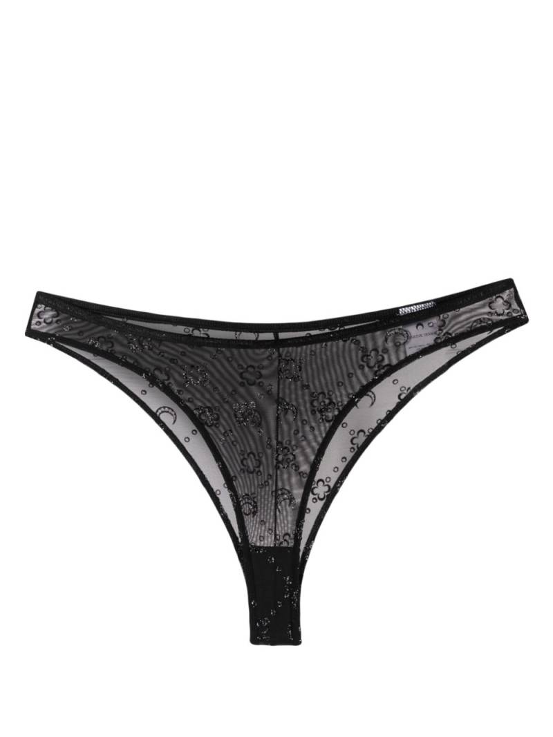 Marine Serre Moonagram glittered mesh briefs - Black von Marine Serre