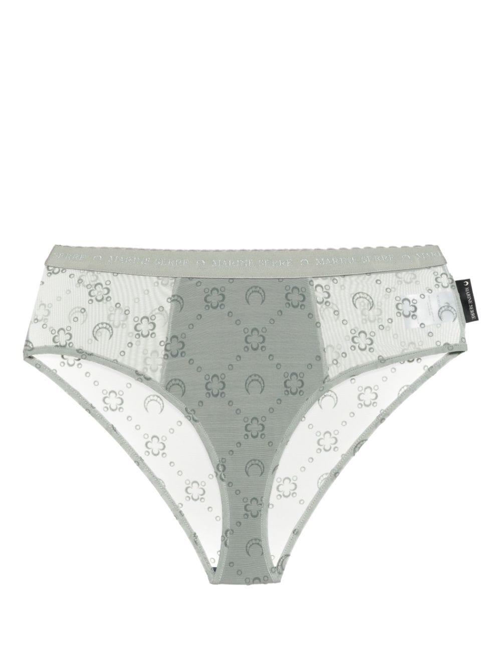 Marine Serre Moonogram-flocked mesh briefs - Grey von Marine Serre