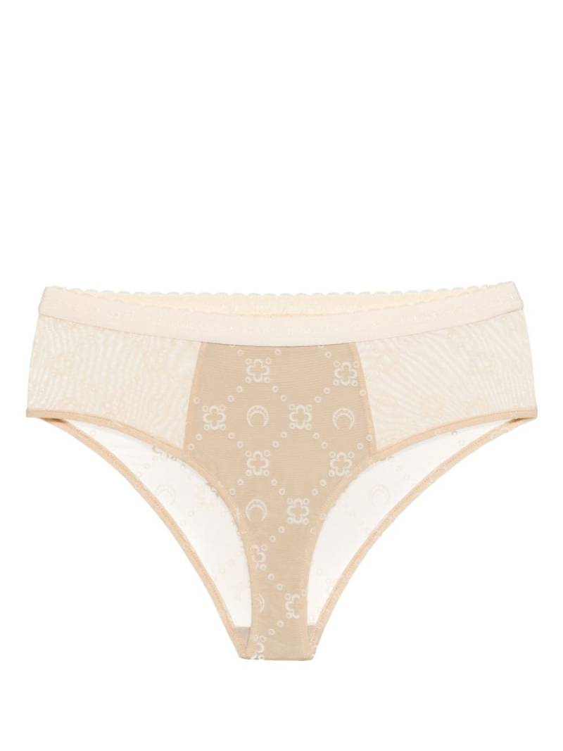 Marine Serre Moonogram-flocked mesh briefs - Neutrals von Marine Serre