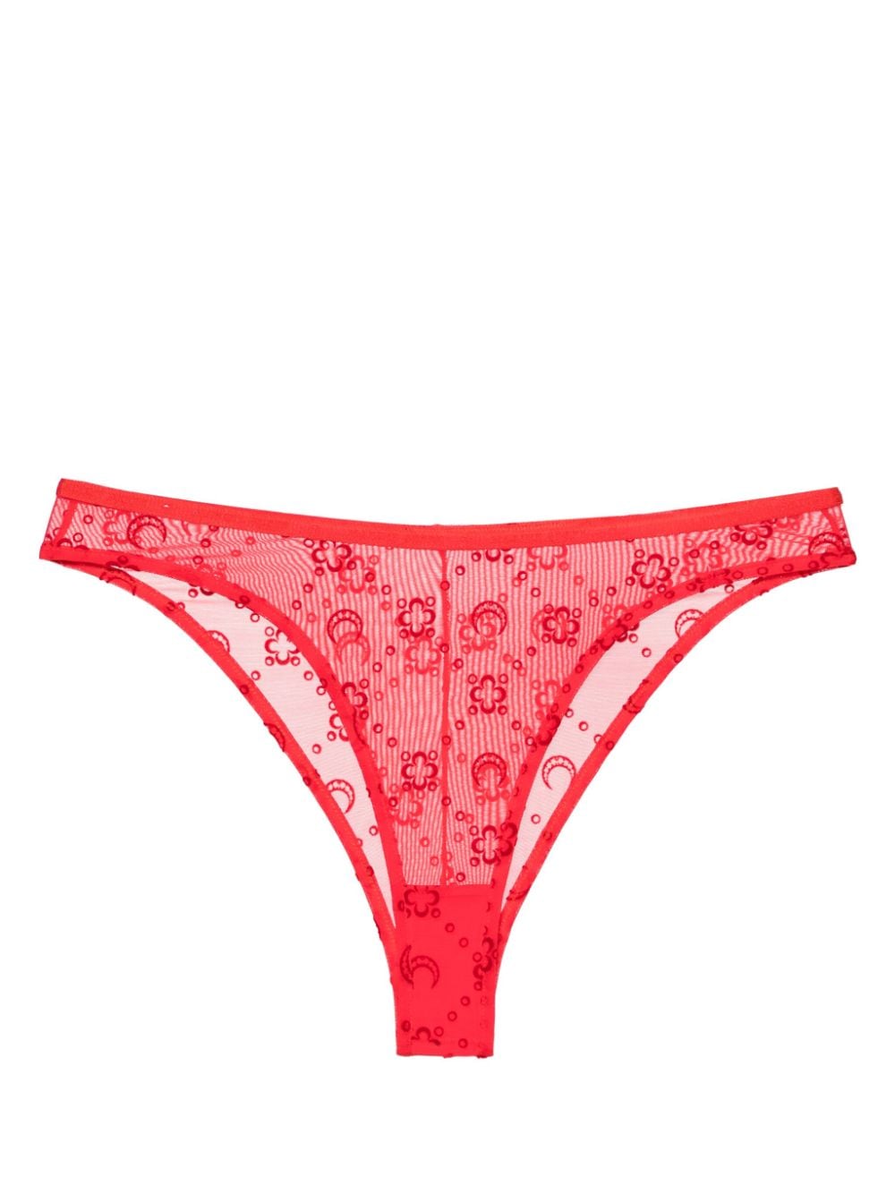 Marine Serre Moonogram-flocked mesh briefs - Red von Marine Serre