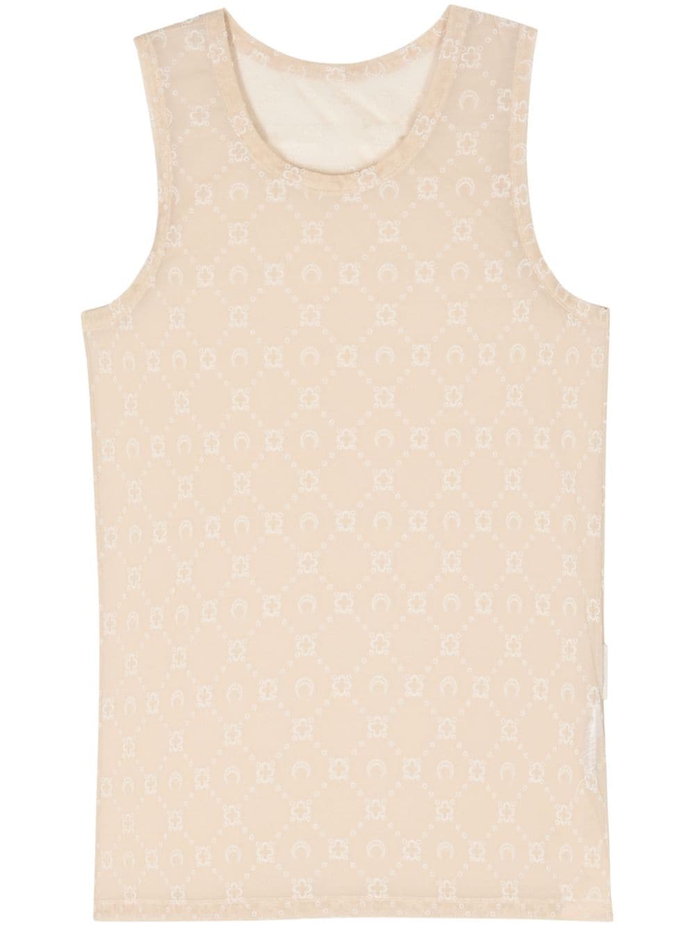 Marine Serre Moonogram-flocked mesh tank top - Neutrals von Marine Serre