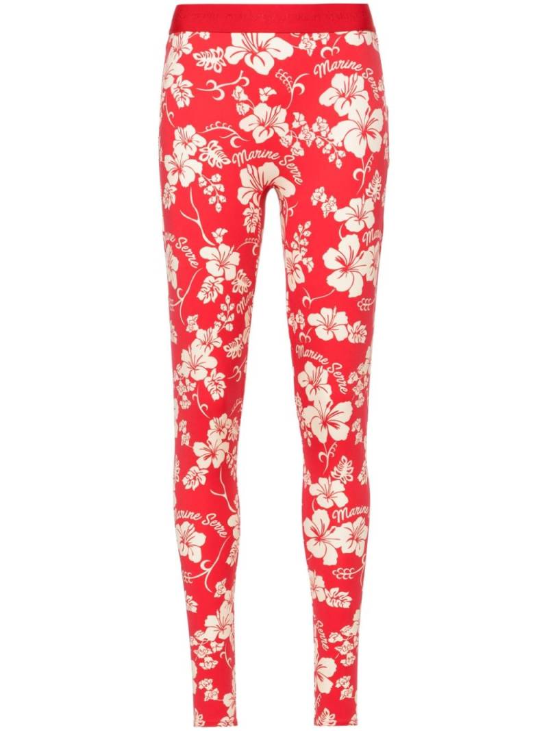 Marine Serre Regenerated floral-print leggings - Red von Marine Serre