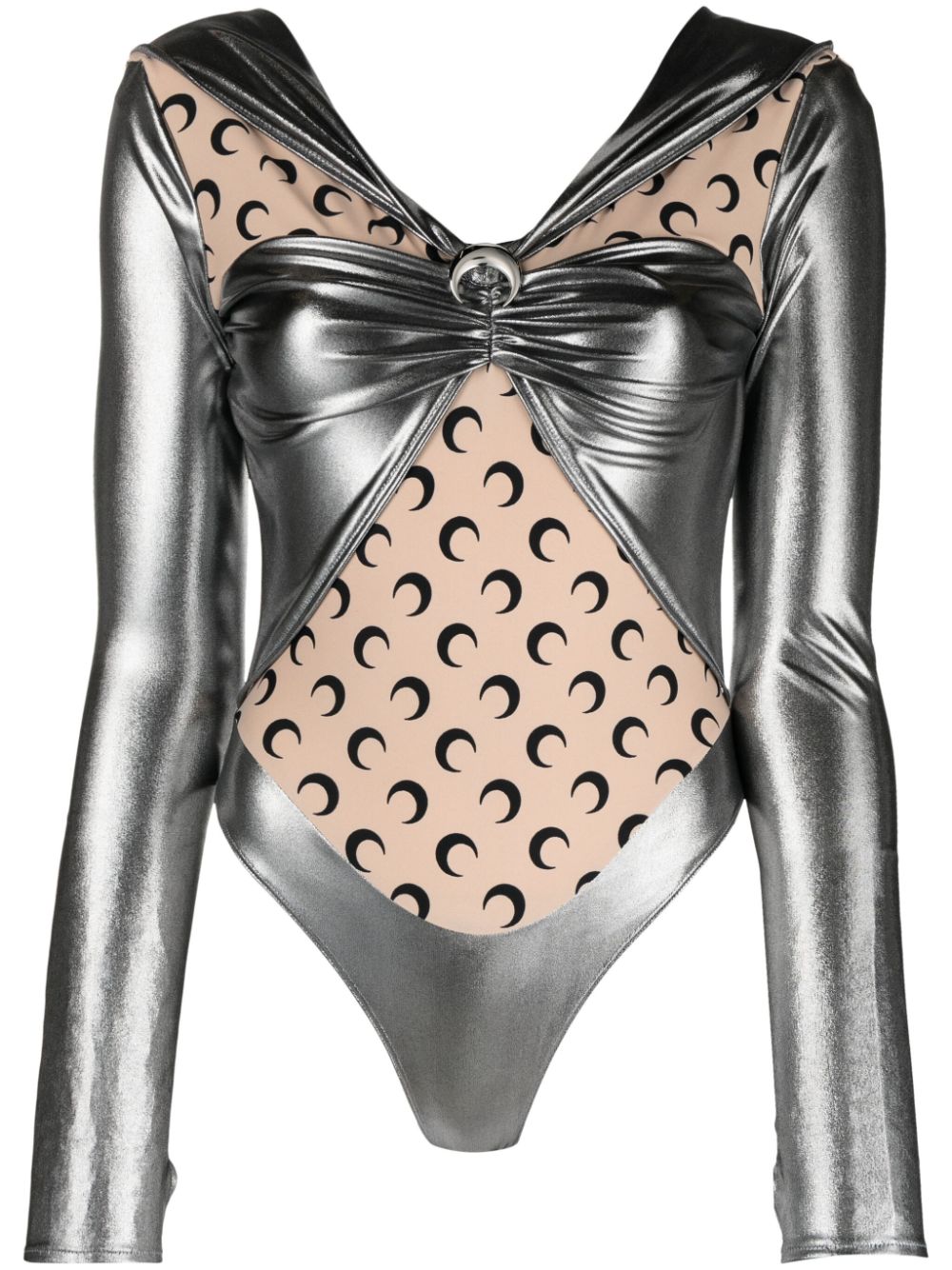 Marine Serre Regenerated panelled metallic bodysuit - Silver von Marine Serre