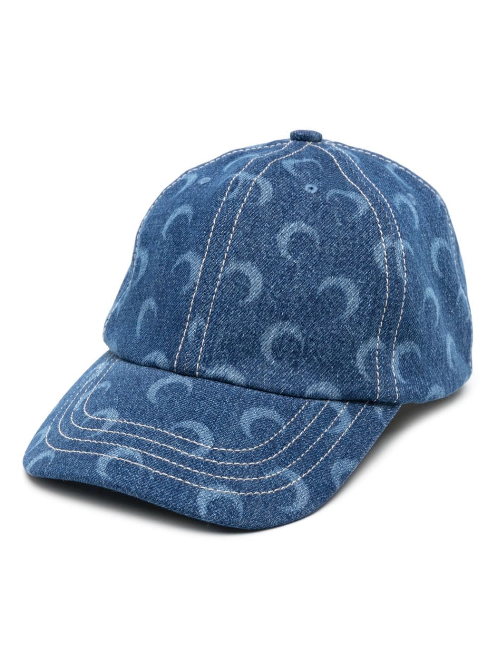 Marine Serre crescent moon-print denim cap - Blue von Marine Serre