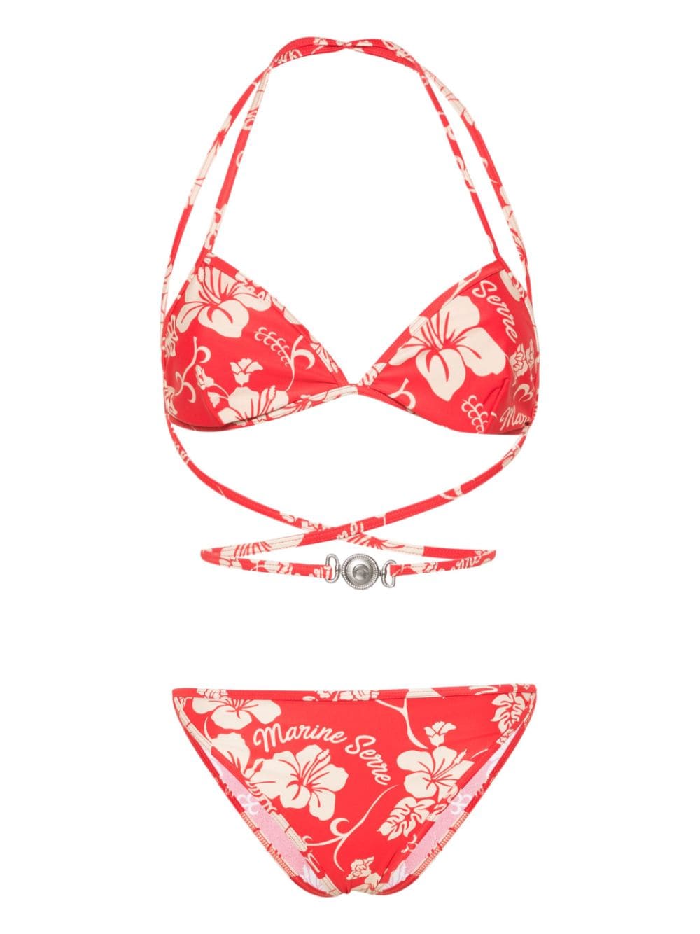 Marine Serre floral-print bikini - Red von Marine Serre