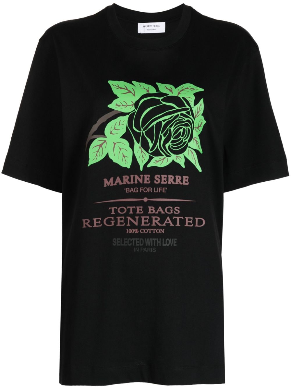 Marine Serre graphic-print organic cotton T-shirt - Black von Marine Serre