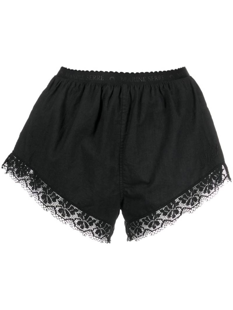 Marine Serre logo-band night shorts - Black von Marine Serre