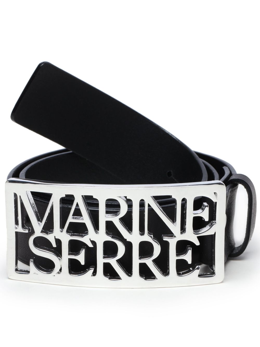 Marine Serre logo-buckle leather belt - Black von Marine Serre