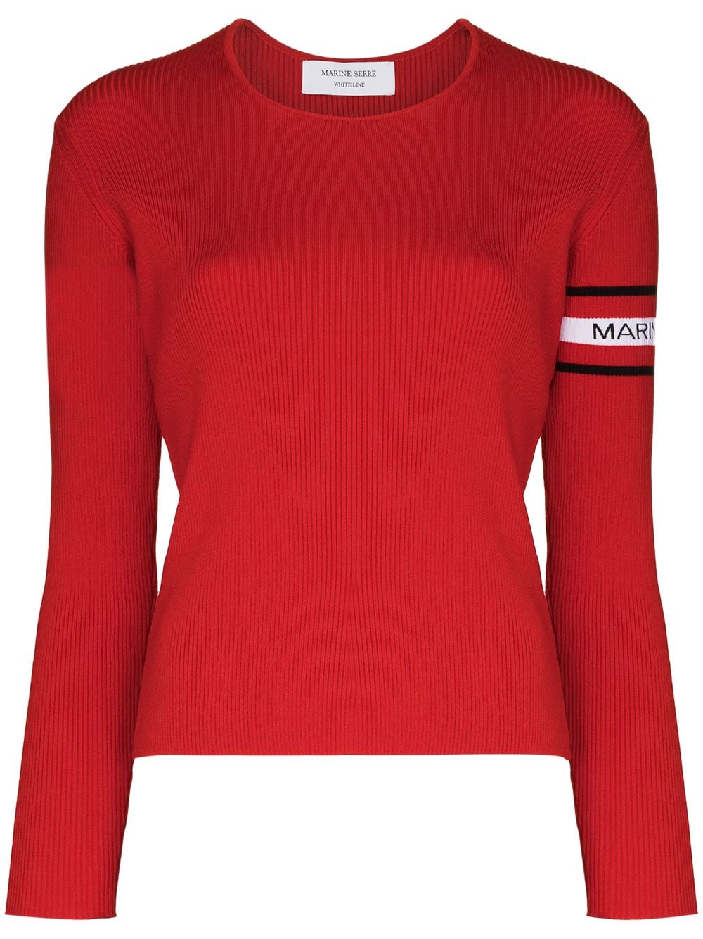 Marine Serre logo intarsia cut-out jumper - Red von Marine Serre